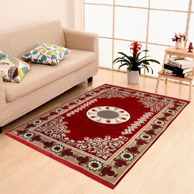 Raas Maroon Chenille Carpet(5 ft,  X 7 ft, Rectangle)
