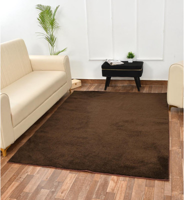 24x7 Home Store Brown Velvet Carpet(153 cm,  X 214 cm, Rectangle)