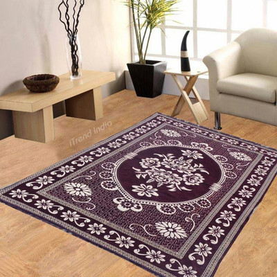Shreejee Brown Polyester, Chenille Carpet(140 cm,  X 210 cm, Rectangle)