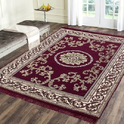 THE FRESH LIVERY Purple Cotton Carpet(140 cm,  X 193 cm, Rectangle)