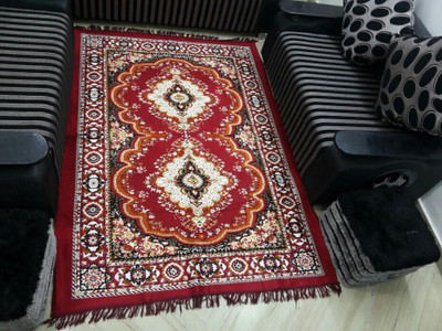 WebDealz Maroon Polyester, Jute Carpet(150 cm,  X 210 cm, Rectangle)