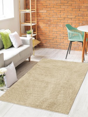 Saral Home Beige Cotton Carpet(4 cm,  X 6 cm, Rectangle)