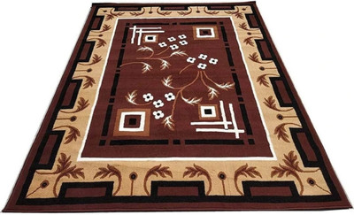IP FASHION 155 cm  X 200 cm Polyester Carpet(Rectangle, Brown, Gold, White)