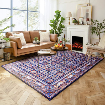 STATUS Dark Blue Velvet Carpet(120 cm,  X 180 cm, Rectangle)