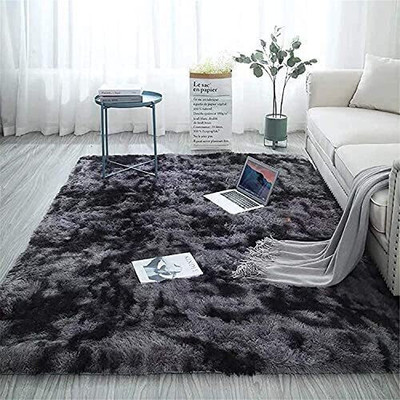 AyanCarpets Black Polyester Carpet(150 cm,  X 210 cm, Rectangle)