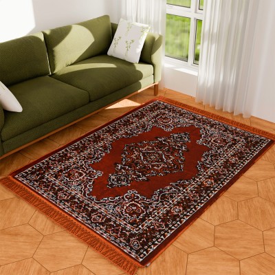 KUBER INDUSTRIES Brown Velvet Carpet(5 ft,  X 7 ft, Rectangle)