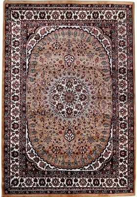 Samjeeda Handloom carpets Gold Silk Carpet(5 cm,  X 7 cm, Rectangle)