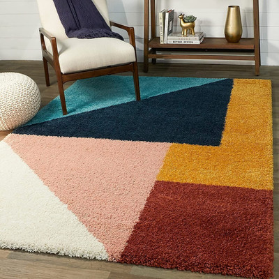 SR Handloom Pink, Multicolor Polyester Carpet(7 ft,  X 5 ft, Rectangle)
