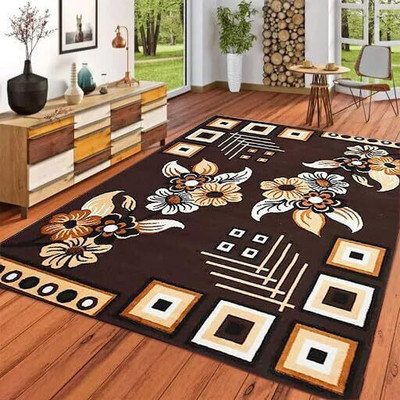 R CARPETS Brown Acrylic Carpet(5 ft,  X 7 ft, Rectangle)
