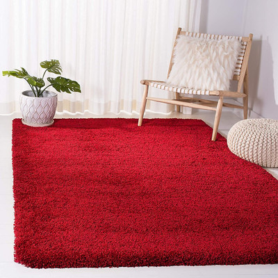 AyanCarpets Red Polyester Carpet(4 cm,  X 5 cm, Rectangle)