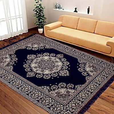 Shivkirpa Blue Velvet Carpet(5 ft,  X 7 ft, Rectangle)