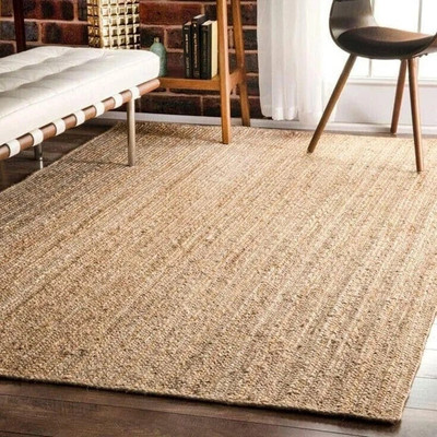 S.K Textile Beige Jute Area Rug(120 cm,  X 180 cm, Rectangle)