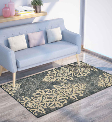 PRESTO BAZAAR Grey Polyester Carpet(122 cm,  X 183 cm, Rectangle)