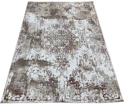 IP FASHION Maroon, White, Grey Silk Carpet(155 cm,  X 210 cm, Rectangle)