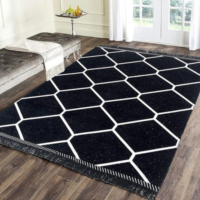 RADECOR Black Chenille, Velvet Carpet(152 cm,  X 213 cm, Rectangle)