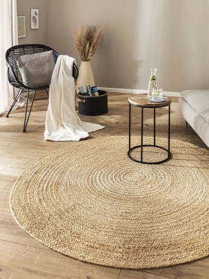 RAC Beige Jute Area Rug(90 cm,  X 90 cm, Circle)