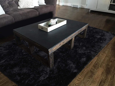 Acarpet Black Polyester Carpet(6 ft,  X 9 ft, Rectangle)