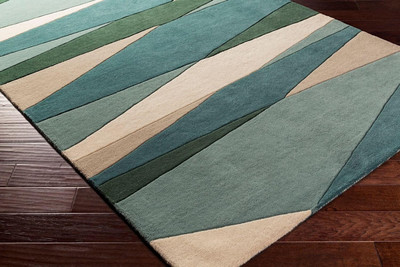 Surya Living Dark Green Wool Carpet(2 ft,  X 3 ft, Rectangle)