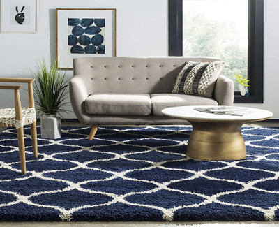 HR CARPET Blue Polyester Carpet(3 ft.,  X 5 ft., Rectangle)