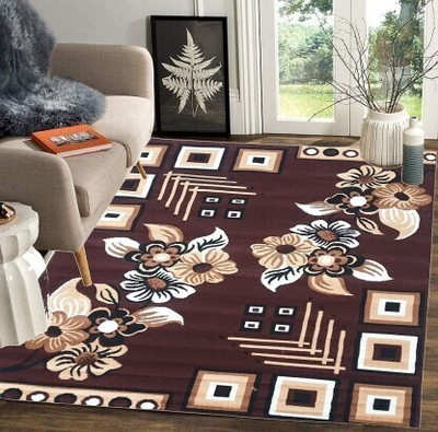 Alina International 5 Feet  X 7 feet Silk Carpet(Rectangle, Brown)