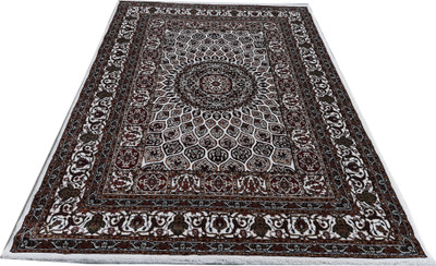TAHNOORCARPET 120 cm  X 180 cm Silk Carpet(Rectangle, White, Brown)