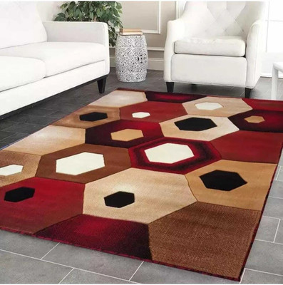 ZAMZAMCARPET Red Wool Carpet(6 ft,  X 8 ft, Rectangle)