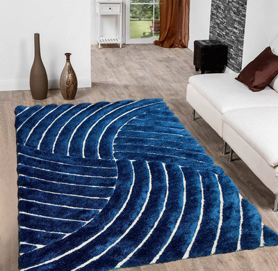 HR CARPET Blue Polyester Carpet(3 ft.,  X 5 ft., Rectangle)