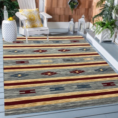 INDIAN ORIENTAL RUGS Yellow Wool Dhurrie(5 ft,  X 8 ft, Rectangle)