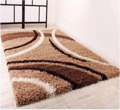 RM Handloom Beige Polyester Carpet(4 ft,  X 6 ft, Rectangle)
