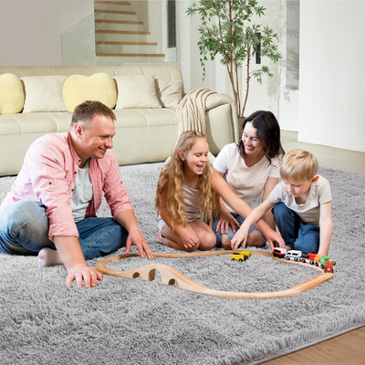 HR CARPET Silver Polyester Area Rug(5 ft.,  X 8 ft., Rectangle)