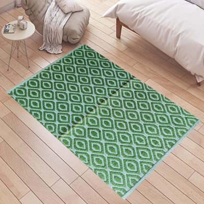 budhraj rugs Green Cotton Dhurrie(2 ft,  X 3 ft, Rectangle)