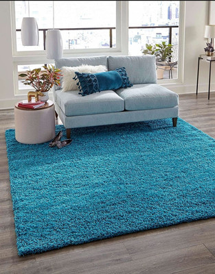 SR Handloom Blue Polyester Carpet(91.44 cm,  X 152.4 cm, Rectangle)