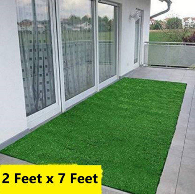 CHETANYA LOOMTEX Green Polypropylene Carpet(2 ft,  X 7 ft, Rectangle)