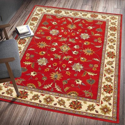 Radha International Maroon Wool Carpet(2.74 cm,  X 3.65 cm, Rectangle)