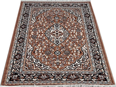 Samjeeda Handloom carpets Gold Acrylic Carpet(5 cm,  X 7 cm, Rectangle)