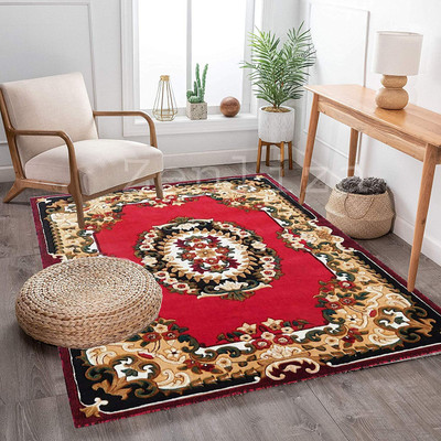 BhCarpet Red Acrylic Carpet(6 ft,  X 8 ft, Rectangle)