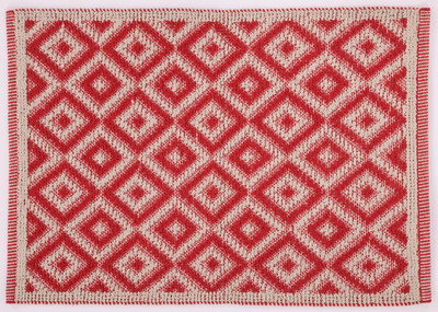 UB Home and Decor Red, White Cotton Area Rug(60 cm,  X 90 cm, Rectangle)