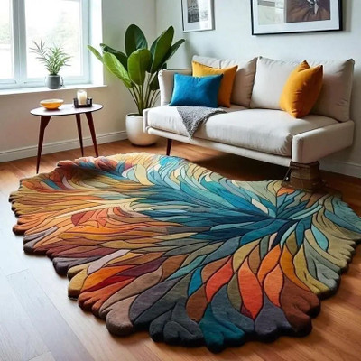 Raj International 274 cm  X 182 cm Wool Area Rug(Abstract, Multicolor)