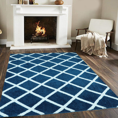 Woolpik Blue Polyester Carpet(150 cm,  X 210 cm, Rectangle)