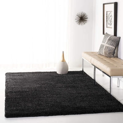 Shaggy Expert Black Wool Area Rug(5 ft,  X 3 ft, Rectangle)
