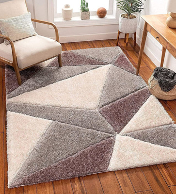 RM Handloom Brown, Grey Polyester Carpet(7 ft,  X 5 ft, Rectangle)