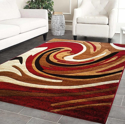 R CARPETS Red Silk Carpet(5 ft,  X 7 ft, Rectangle)