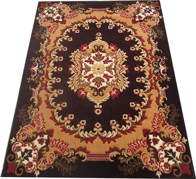 HANIFA CARPET HUB Gold Acrylic Carpet(152 cm,  X 213 cm, Rectangle)