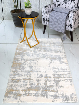 Saral Home Beige Polyester Carpet(90 cm,  X 150 cm, Rectangle)