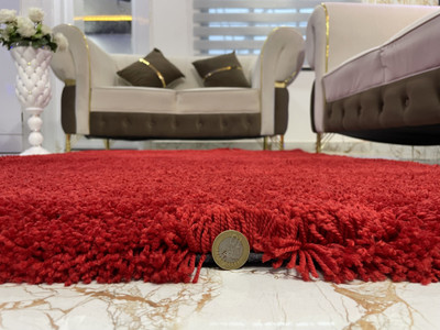 TAHNOORCARPET Red Polyester Carpet(150 cm,  X 210 cm, Rectangle)