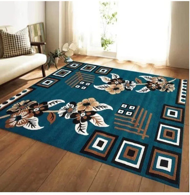 KAYNAT CARPET Dark Blue Acrylic Carpet(5 Feet,  X 7 Feet, Rectangle)