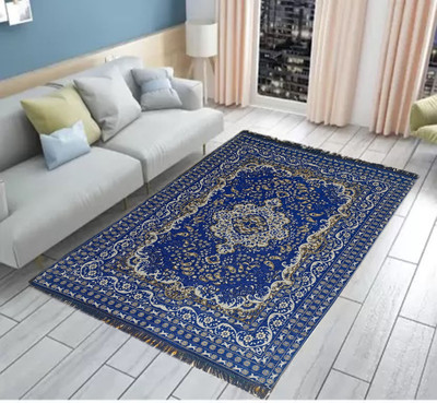 keara Blue Polyester Carpet(5 ft,  X 7 ft, Rectangle)
