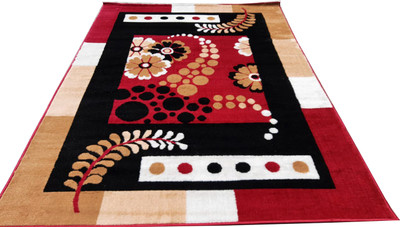 SABIRA Red Acrylic Carpet(6 ft,  X 8 ft, Rectangle)