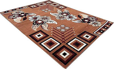 Zeeshan handloom 152 cm  X 213 cm Polyester Carpet(Rectangle, Brown)