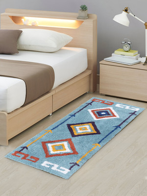 RRcrafts 2 cm  X 4 cm Cotton Runner(Rectangle, Light Blue)